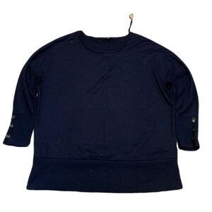 Lily Morgan Navy Blue Sweater with Button Cuffs XL